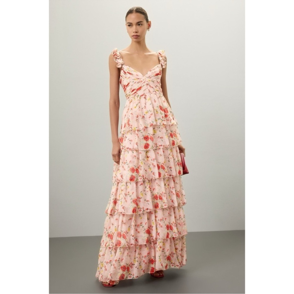 Mac Duggal Blush Pink Pleated Satin Halter Neck Pleated Maxi Gown Size 14 Formal - Picture 3 of 12